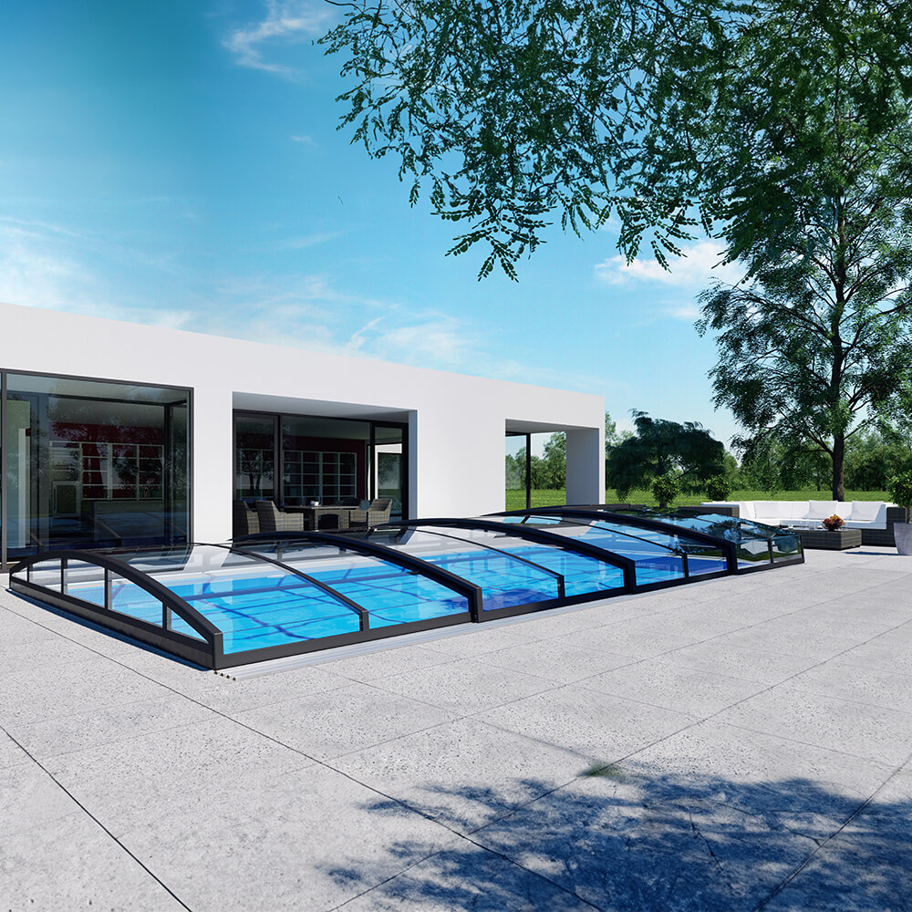 Poolüberdachung, CASA Infinity B clear, 860 x 500 x 70 cm, mit Schiebetür, div. Ausführung