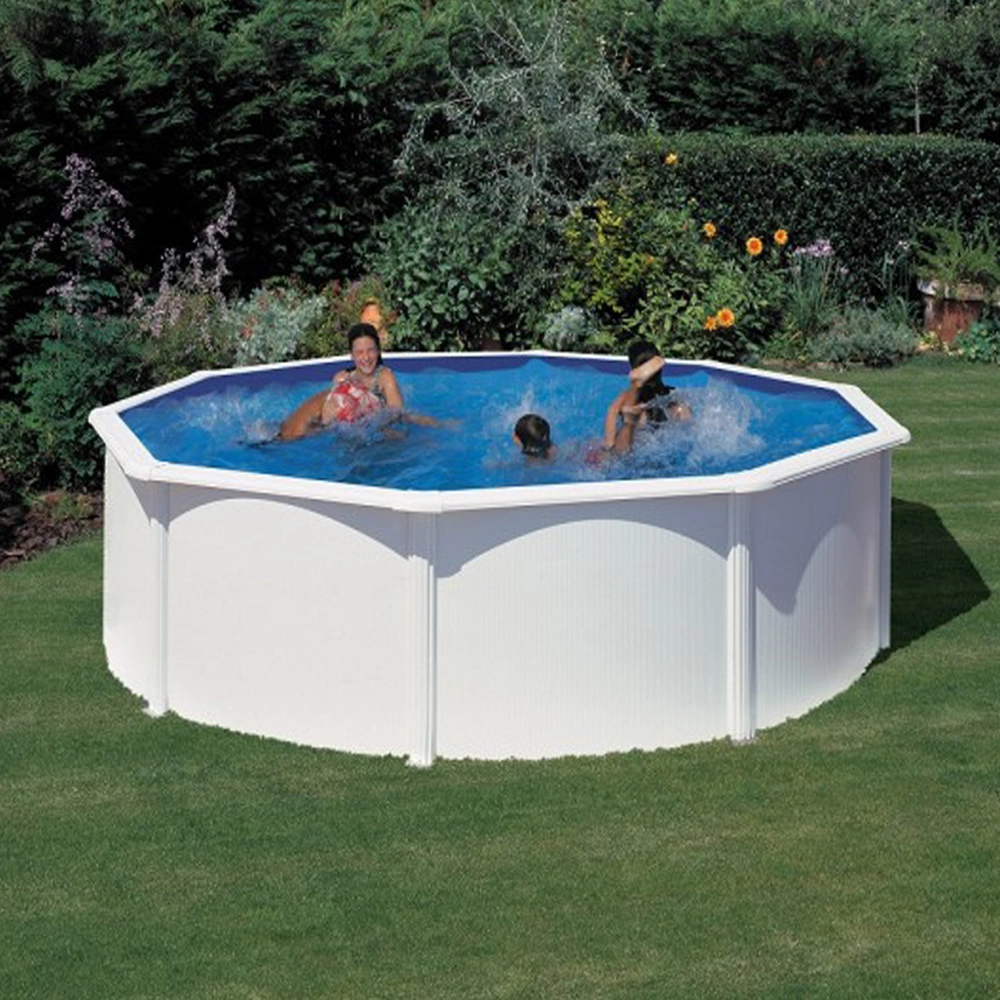 Weißer Aufstellpool rund Aufstellpool mit spielenden Kindern