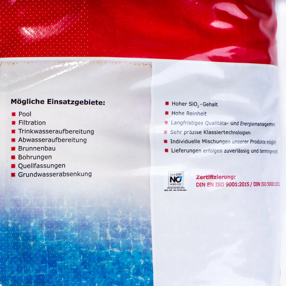 Filtersand Körnung 1,0 - 2,0 mm, 25 kg Sack