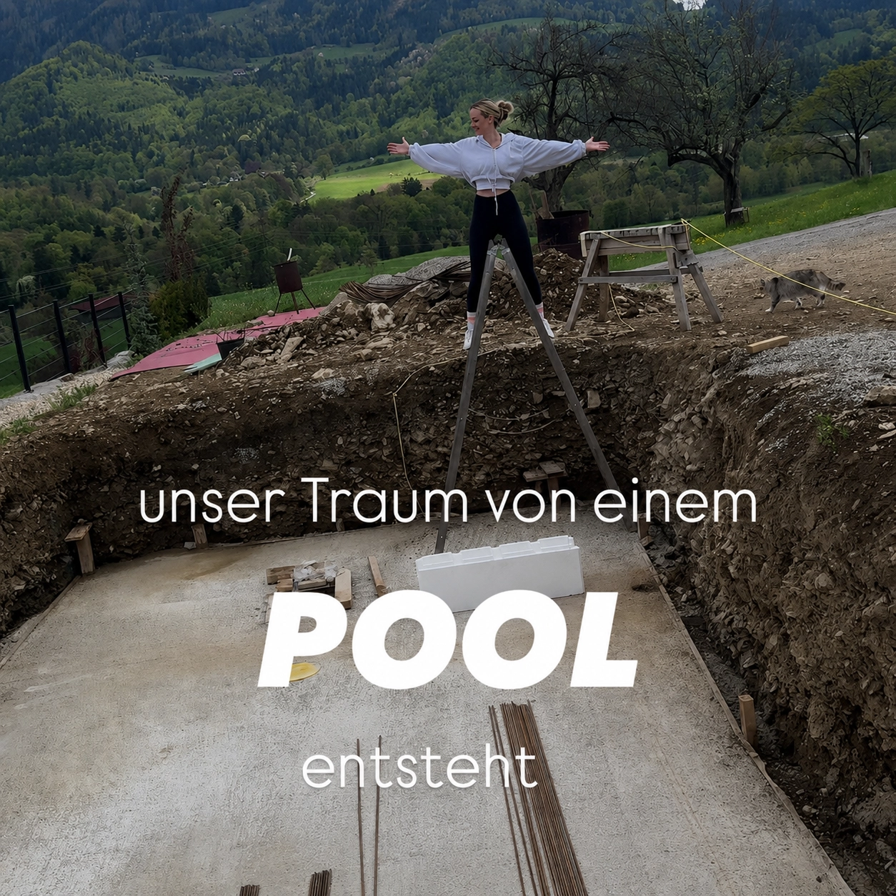 Styroporpool Bau mit Julia