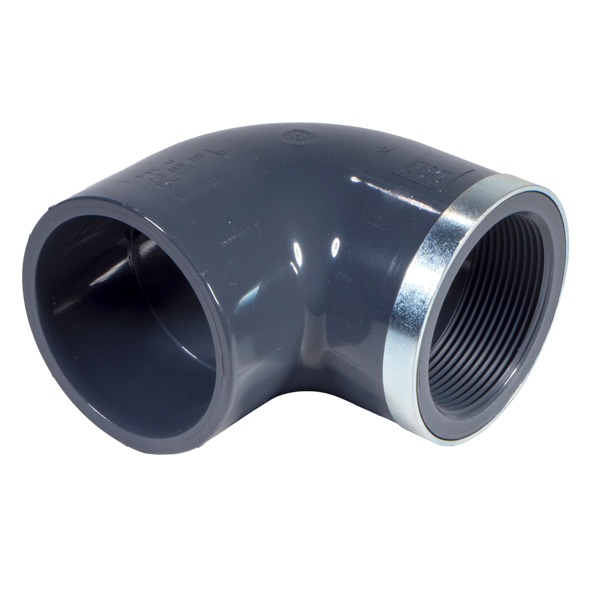  Winkel 90 Grad, Klebemuffe x Innengewinde 63 mm x 2" 