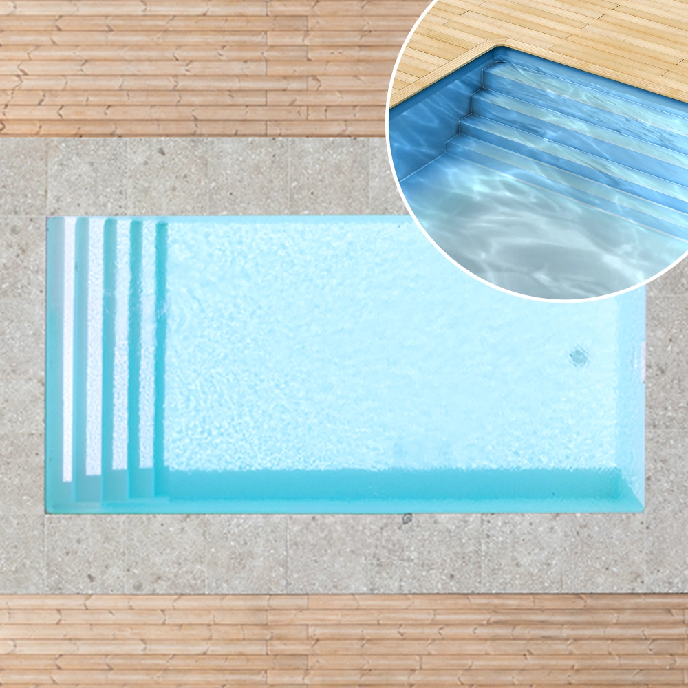 Styroporpool, 350 x 350 x 150 cm, Basis-Bausatz mit Treppe über die ganze Breite