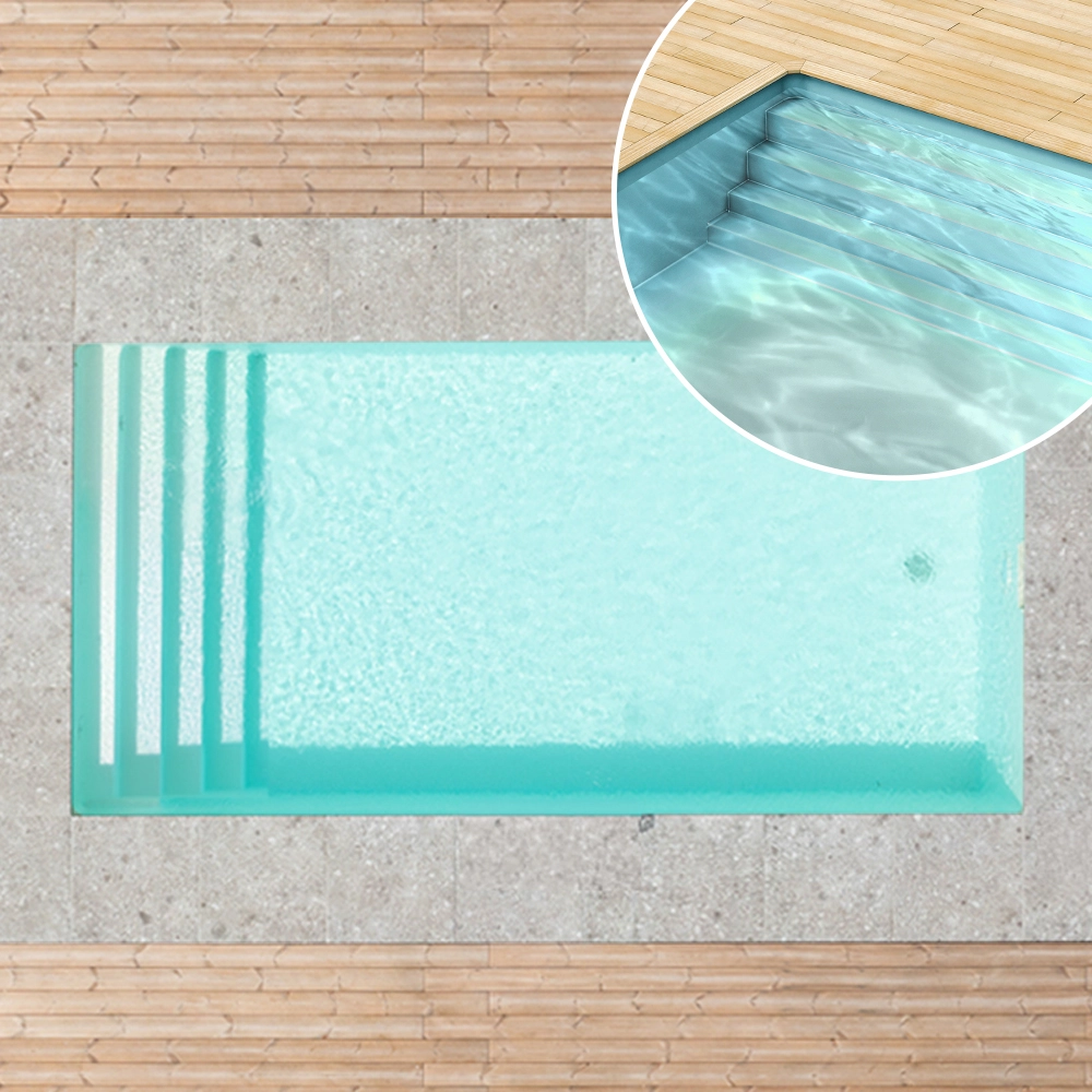 Styroporpool, 350 x 350 x 150 cm, Basis-Bausatz mit Treppe über die ganze Breite