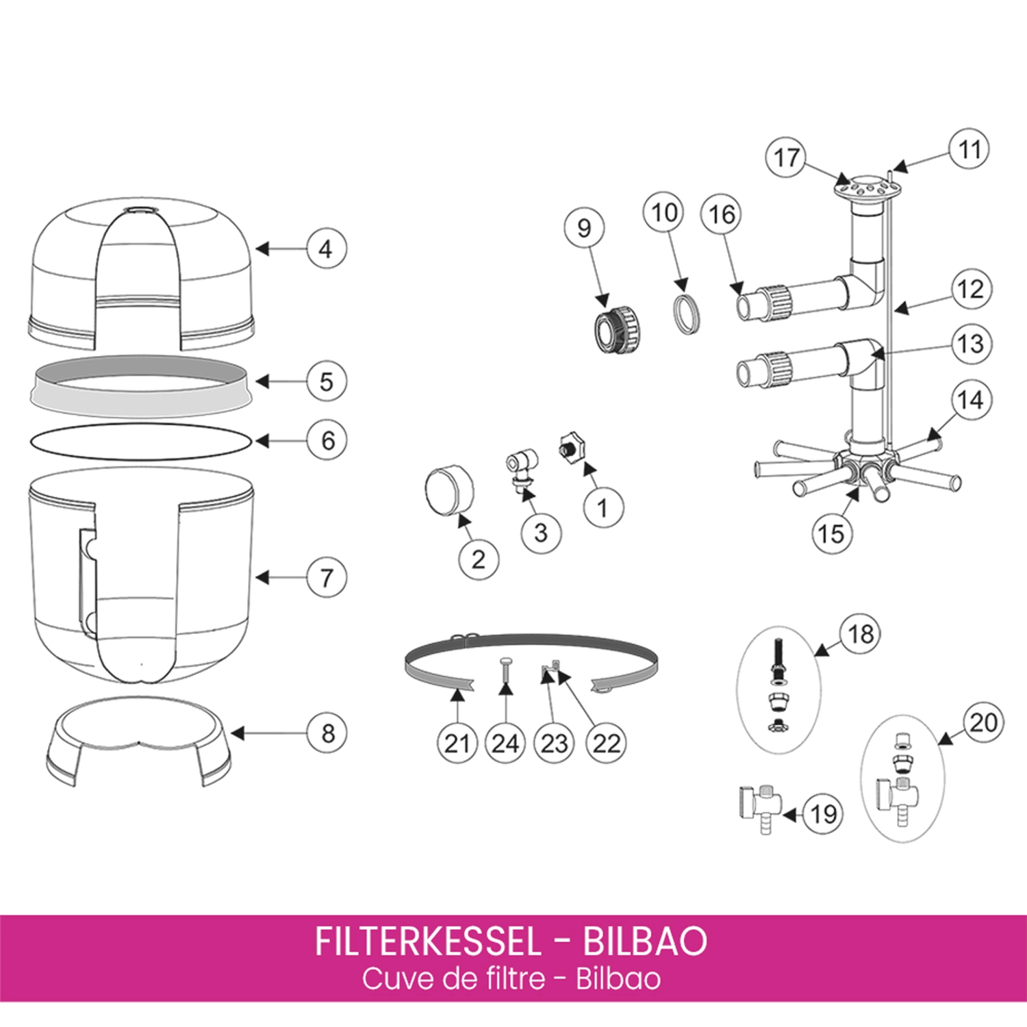 Filter-Außenverschraubung 6/4" mit O-Ring für Filterkessel Bilbao