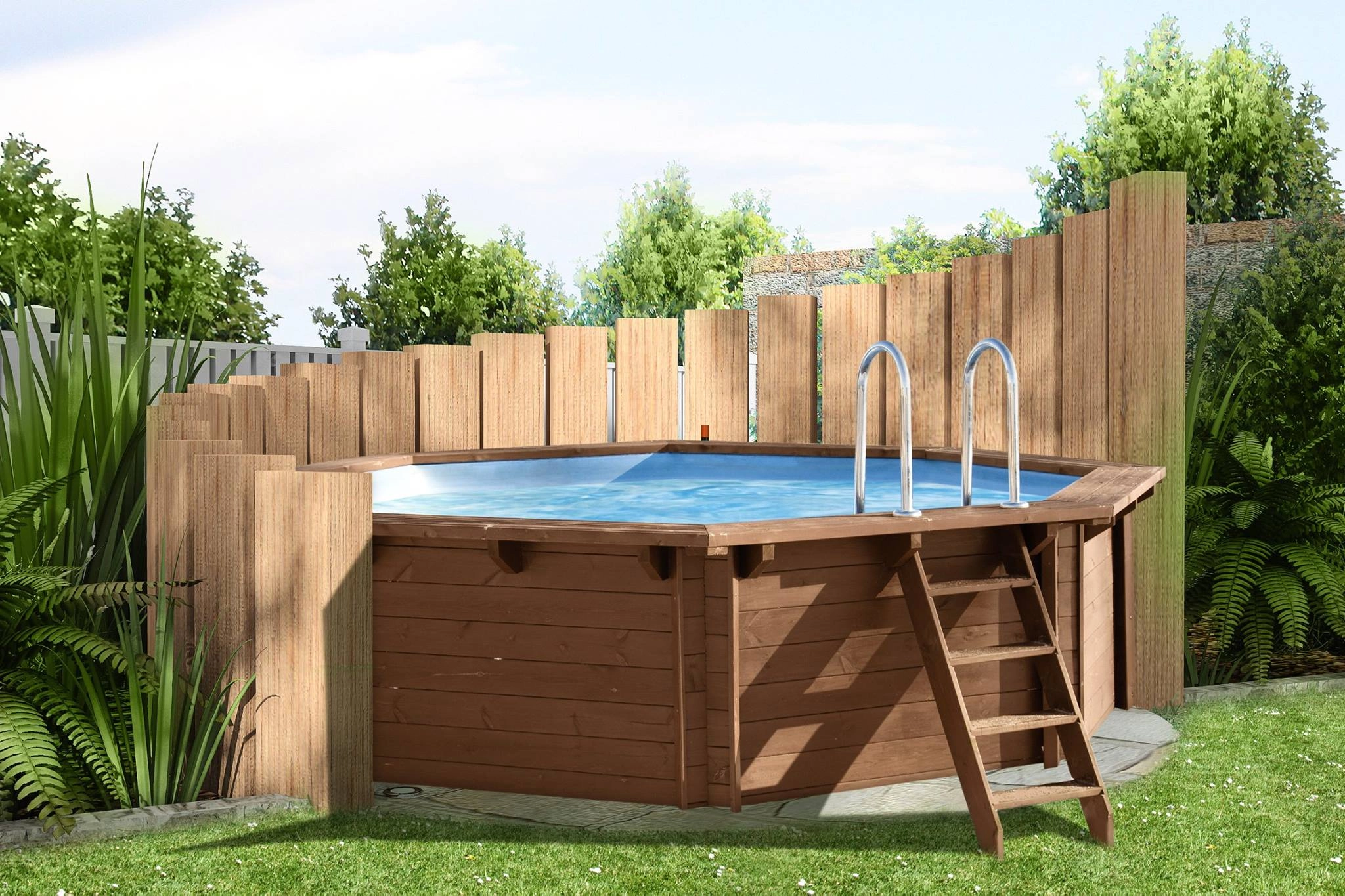 Holzpool Sumatra, Ø 530 x 138 cm, div. Ausführungen