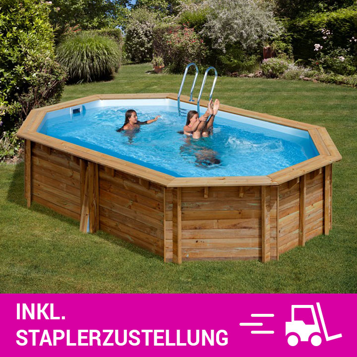 GRE Holzpool Bambu, 487 x 287 x 127 cm, Komplettset