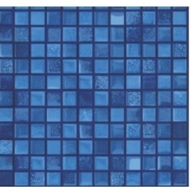 Poolfolie rund, 400 x 120 cm, 0,60 mm, mit Biese, Mosaic dunkelblau