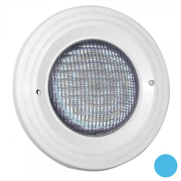 BWT weißer LED-Scheinwerfer Folienbecken, Blende adriablau